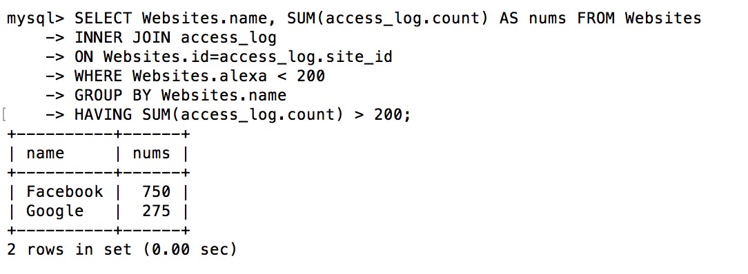 SQL HAVING 子句