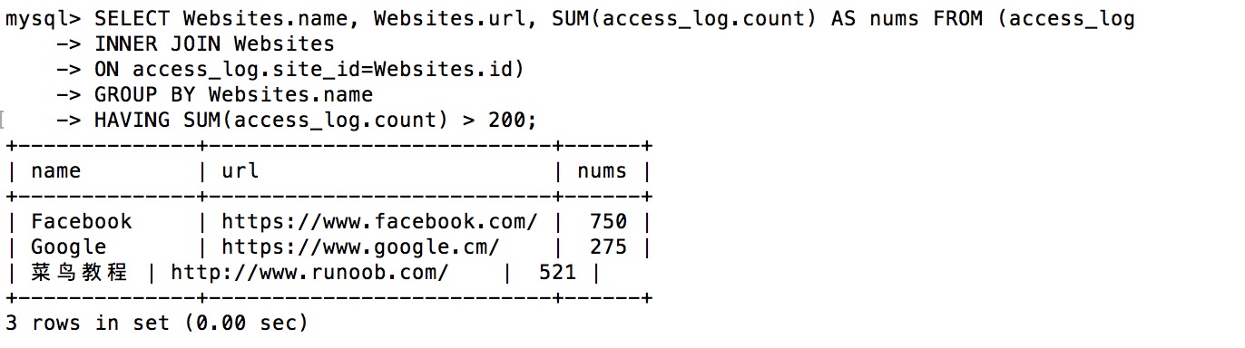 SQL HAVING 子句