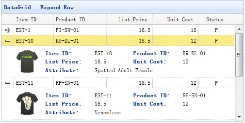 jQuery EasyUI 数据网格 - 扩展行显示细节