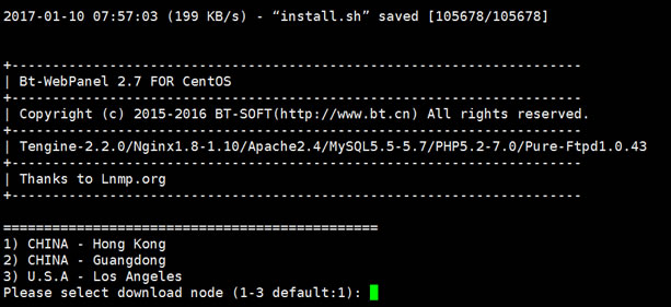 选择宝塔BT Linux面板的下载数据镜像地址