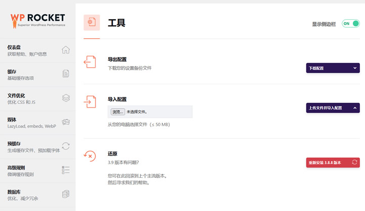 WP Rocket 导出配置和导入配置