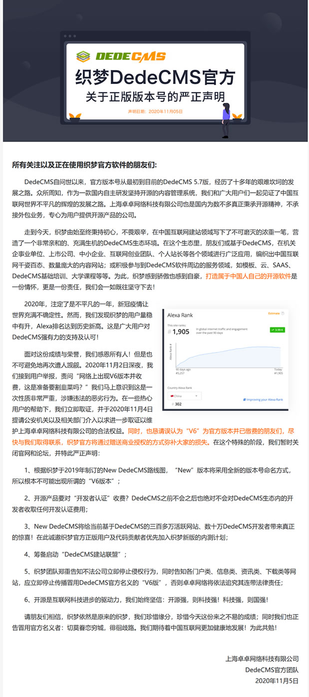 扑朔迷离的DedeCMS新版本官方平台之争 我们用户如何选择