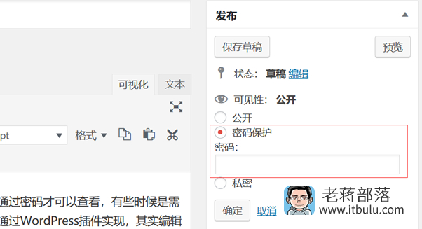 WordPress自带设置文章输入密码才可查看