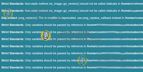 解决ECSHOP出现"Deprecated: preg_replace()"报错提示问题