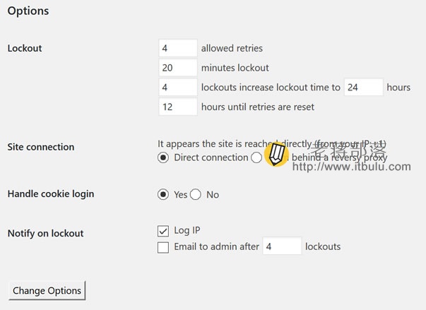 Limit Login Attempts设置限制参数